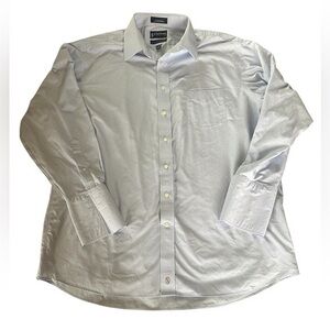 Stafford Signature Executive Shirt Long Sleeve Button Up - Mens Size 17.5 Blue